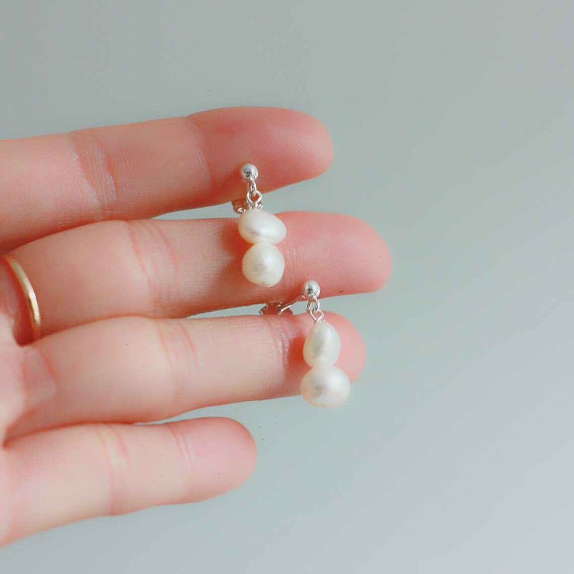 Dangle Small Pearl Earrings Sterling Silver Gold Filled Etsy