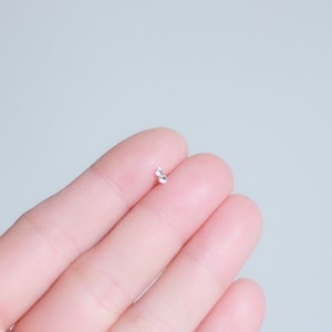 Tiny double diamond crystal earrings/ nose studs, sterling silver studs, tiny studs image 2