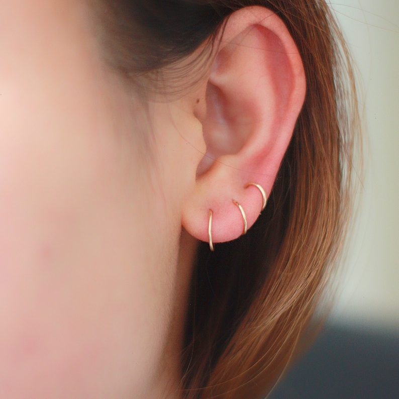 Small sleeper Hoop Earrings, Silver Hoop, Helix Hoop, Cartilage Hoop, Tragus Hoop, 5mm 6mm 7mm 8mm 9mm 10mm 12mm image 7