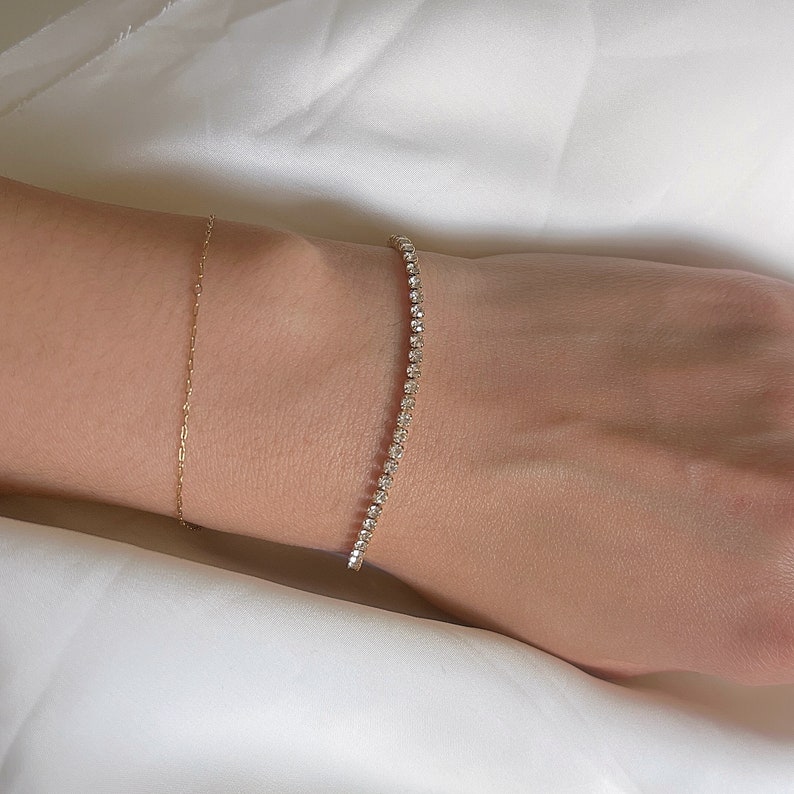 Diamant Tennisarmband, CZ Armband, zierliches Armband Bild 9