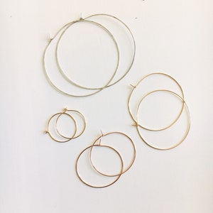 Thin hoop earrings, 14k gold filled, sterling silver hoops image 5