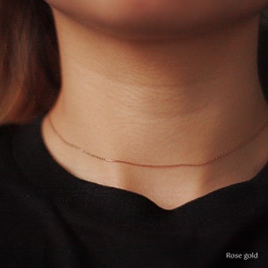 Dainty necklace 0.5mm, fine thin necklace, minimalist choker zdjęcie 4