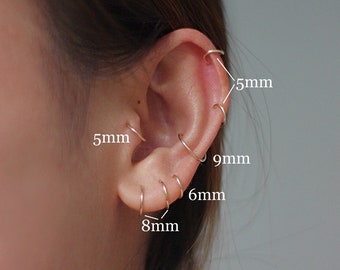 Huggie-Creolen, kleine Creolen, Schläfer-Ohrringe, Helix-Creolen, Knorpel-Creolen, Tragus-Creolen, 5 mm, 6 mm, 7 mm, 8 mm, 10 mm, 12 mm