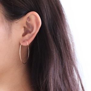 Dainty thin silver gold hoop earrings, dainty hoop earrings image 9