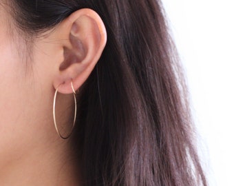 Dainty thin silver gold hoop earrings, dainty hoop earrings