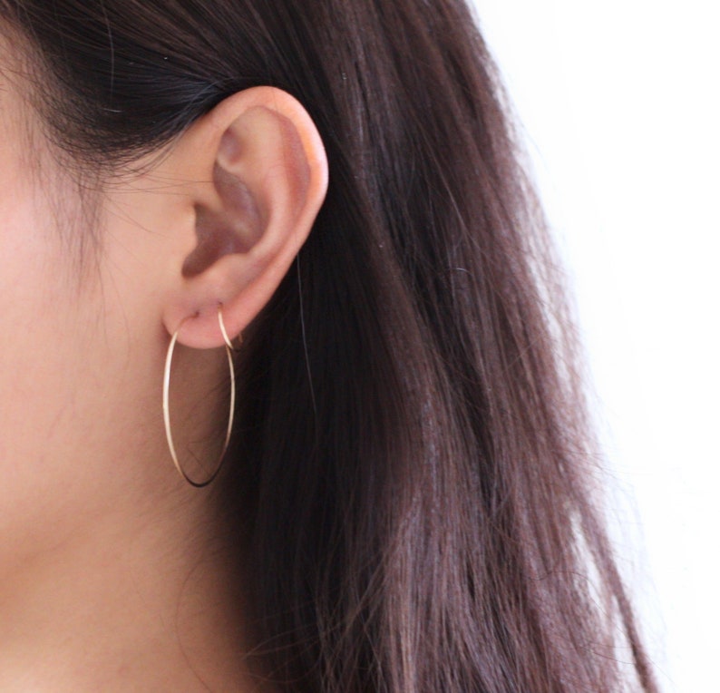 Dainty thin silver gold hoop earrings, dainty hoop earrings image 9