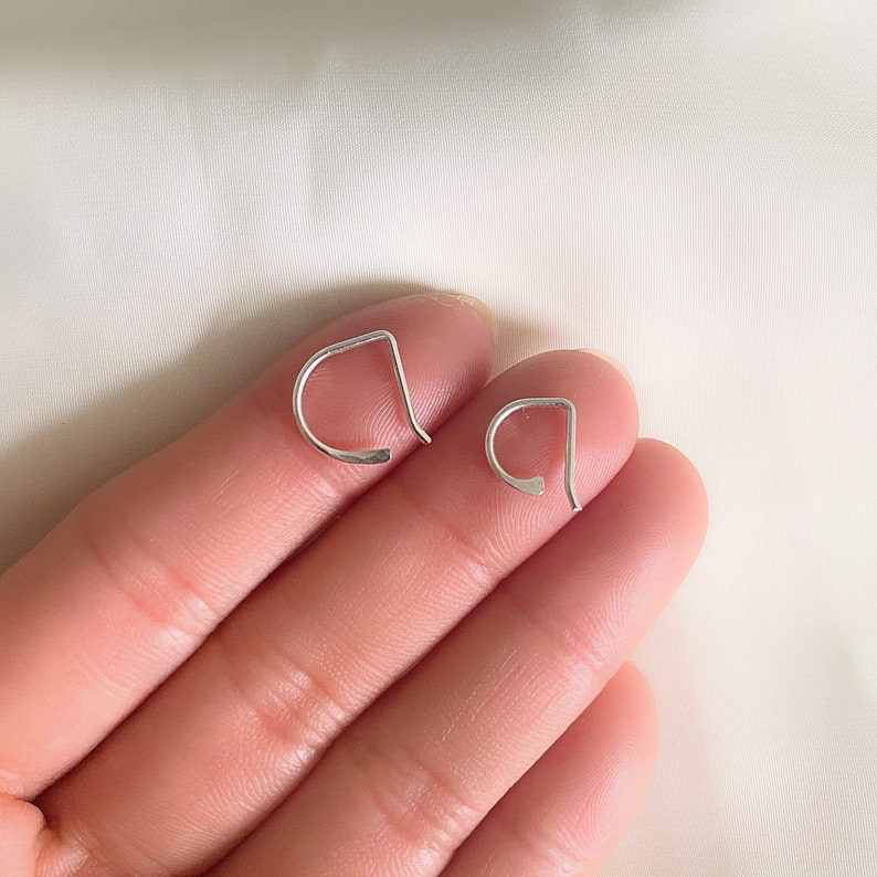 Tiny D wire hoop earrings open hoops huggie hoops image 1