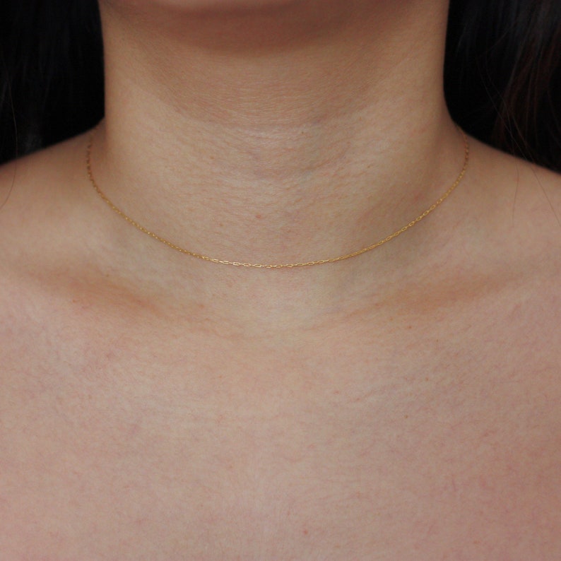 Ultra fine dainty necklace, gold necklace choker image 10