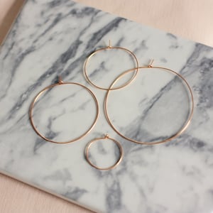 Thin hoop earrings, 14k gold filled, sterling silver hoops image 2