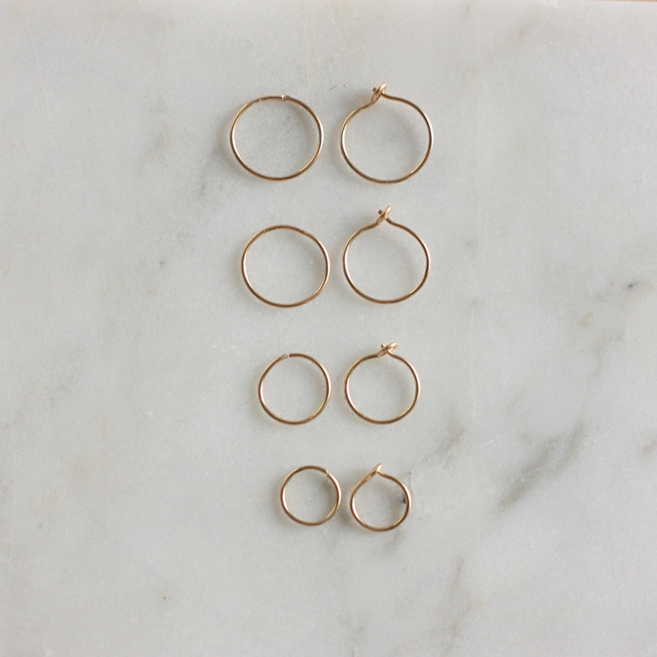 Small thin hoop earrings, huggie earrings, gold filled dainty hoops, sleeper earrings