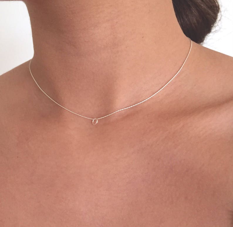 Superfijne sierlijke choker met klein rondje, sterling zilveren ketting afbeelding 1