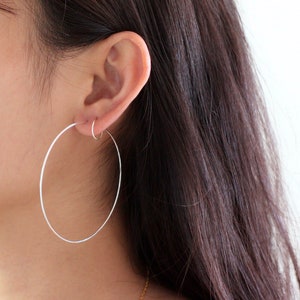 Thin hoop earrings, 14k gold filled, sterling silver hoops image 7