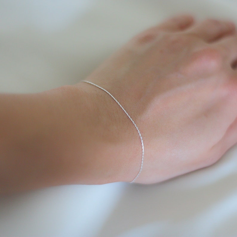 Silver fine thin bracelet, dainty bracelet image 1