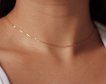 Simple dainty necklace, gold necklace choker, steel necklace