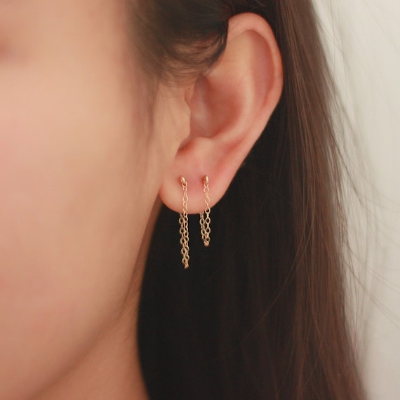 Chain threader earrings, dainty earrings