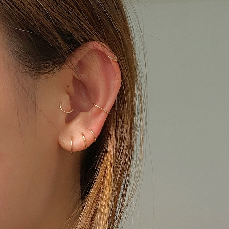 Huggie hoop earrings, Small Hoop Earrings, Sleeper Earrings, Helix Hoop, Cartilage Hoop, Tragus Hoop, 5mm 6mm 7mm 8mm 10mm 12mm zdjęcie 2