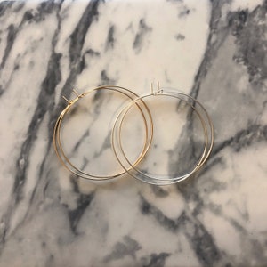 Dainty thin silver gold hoop earrings, dainty hoop earrings image 5