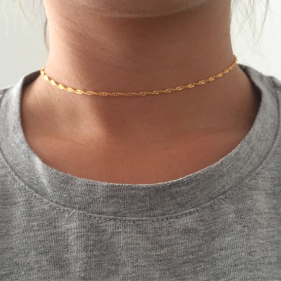 Twisted chain choker necklace Etsy