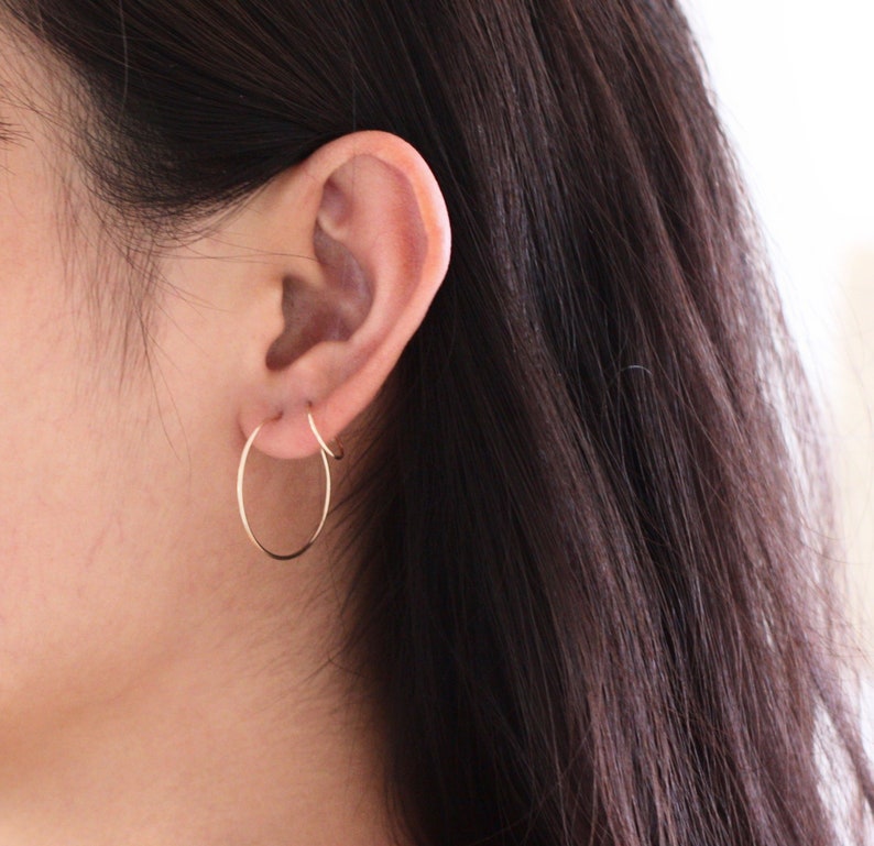 Thin hoop earrings, 14k gold filled, sterling silver hoops image 8