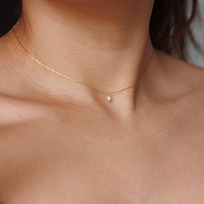 Ultra fine mini pearl necklace 画像 3