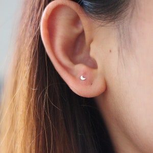 Teeny tiny moon earrings / moon nose studs image 4