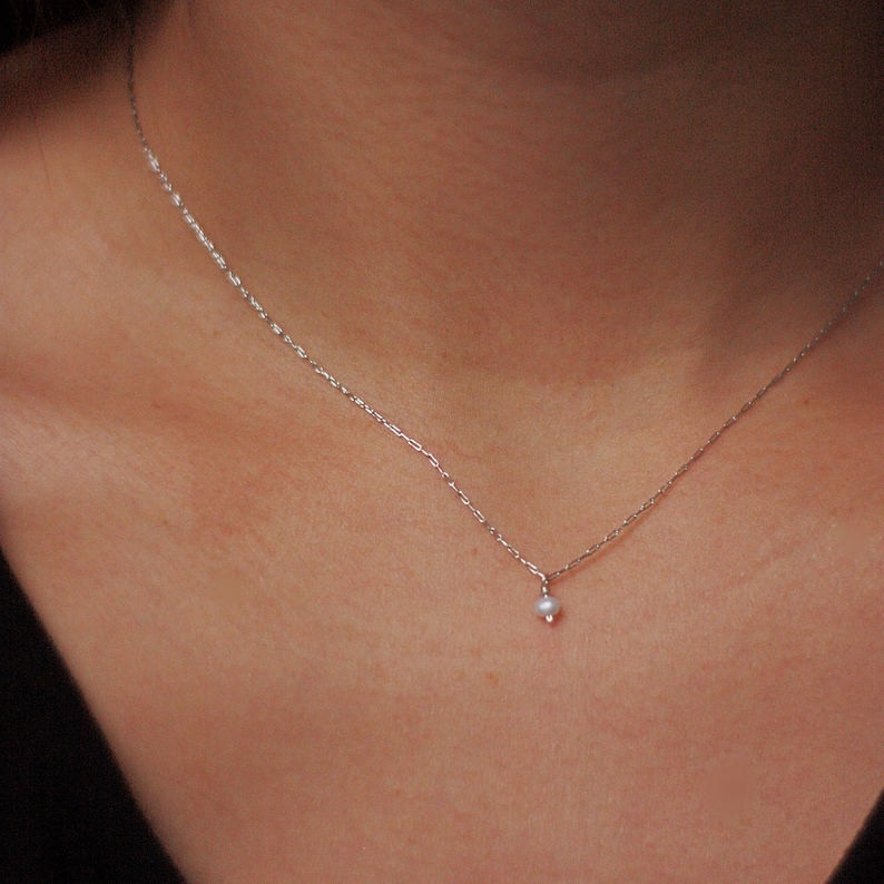 Ultra fine mini pearl necklace image 4