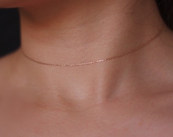 Fine dainty necklace, gold thin choker