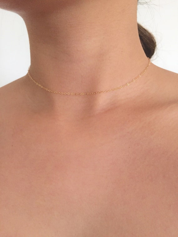 Dainty choker necklace - fine thin necklace - minimalist layered choker