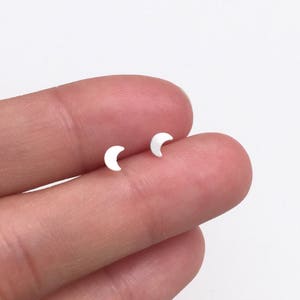 Tiny moon earrings/ nose studs, sterling silver