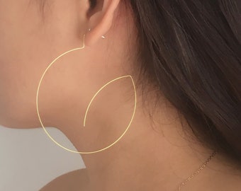 Wire fine dainty open hoop earrings