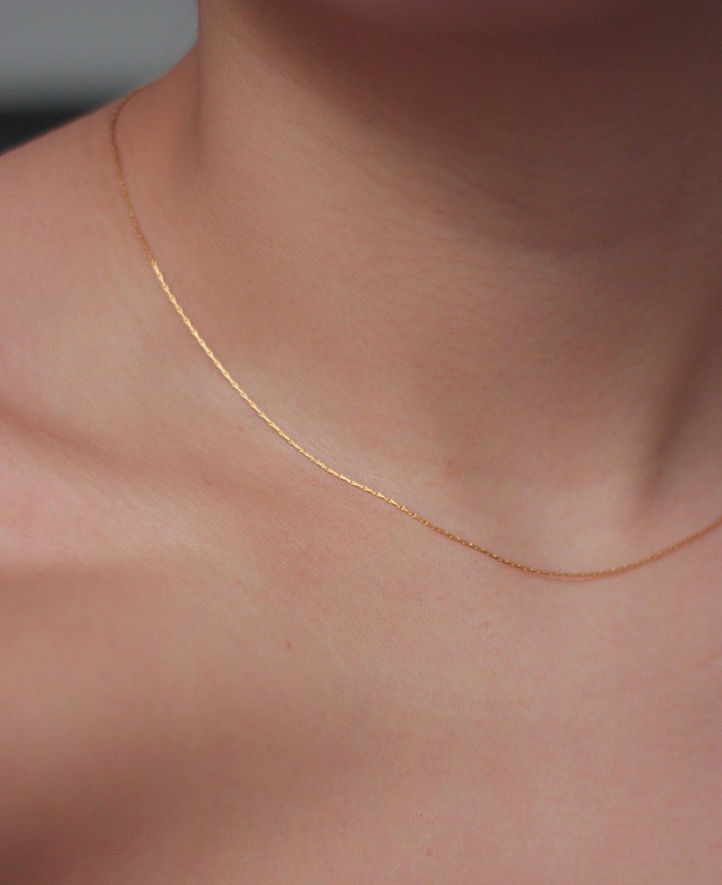 Dainty necklace 0.5mm, fine thin necklace, minimalist choker zdjęcie 1