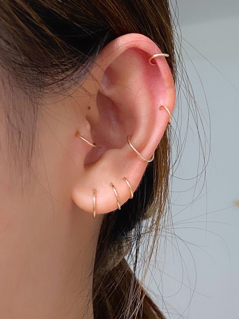 Huggie hoop earrings, Small Hoop Earrings, Sleeper Earrings, Helix Hoop, Cartilage Hoop, Tragus Hoop, 5mm 6mm 7mm 8mm 10mm 12mm zdjęcie 6