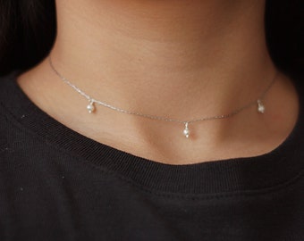 Ultra fine mini pearl charms necklace