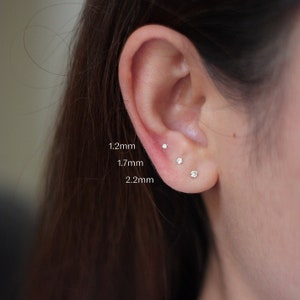 Tiny micro crystal diamond stud, dainty stud earring / nose stud image 2