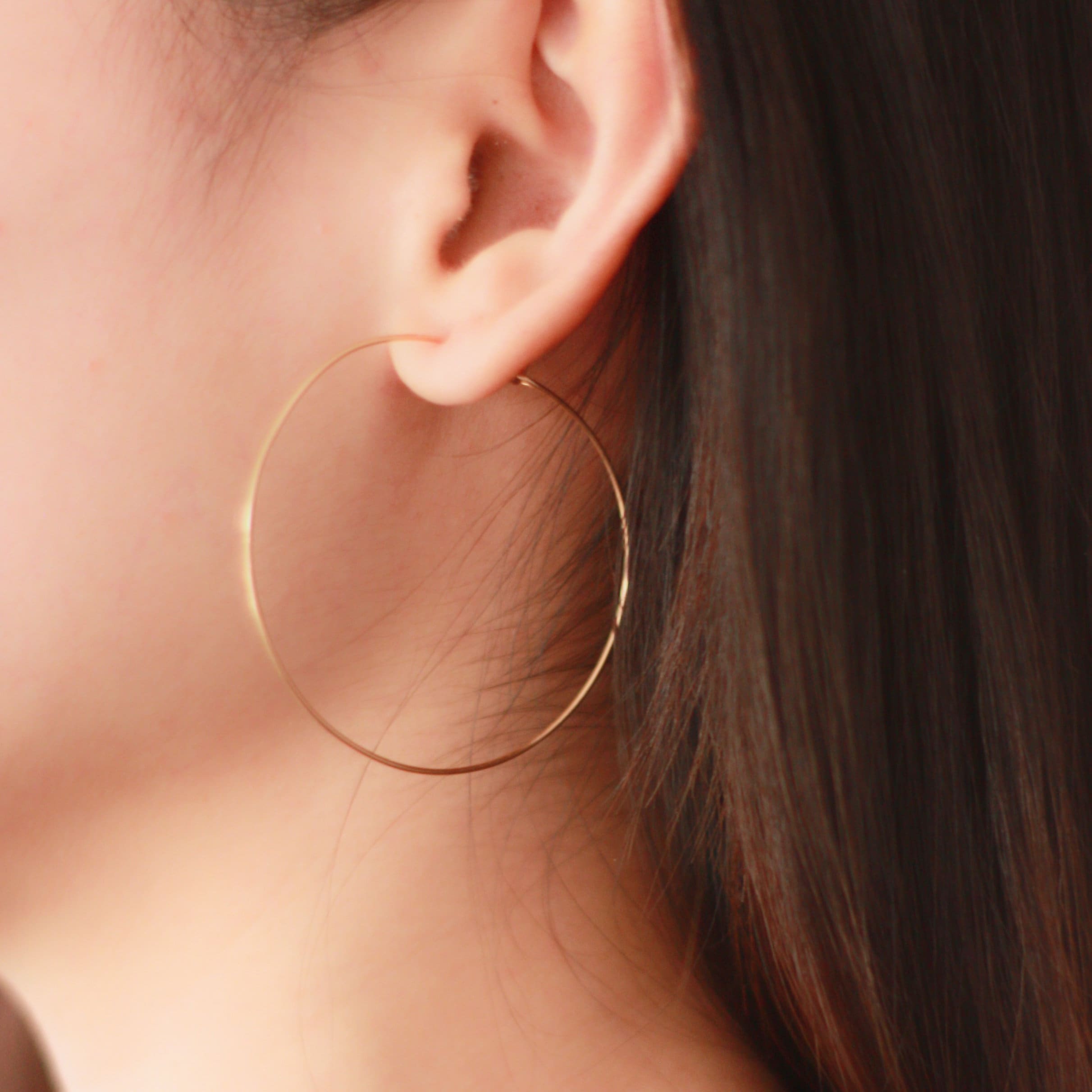 YOUNGYUE Orecchini A Cerchio Ovali Placcati Oro 14k Per Donna - Misure 35/40/50 Mm, Ipoallergenici