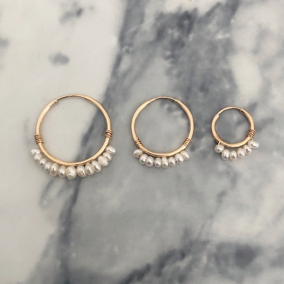 Baby pearl hoop earring sale
