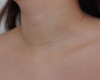 Ultrafeine zierliche Halskette, Goldhalskette