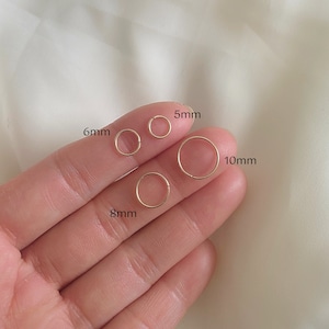 Small sleeper Hoop Earrings, Silver Hoop, Helix Hoop, Cartilage Hoop, Tragus Hoop, 5mm 6mm 7mm 8mm 9mm 10mm 12mm image 2