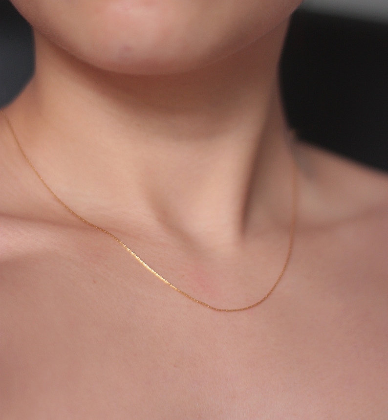 Dainty necklace 0.5mm, fine thin necklace, minimalist choker zdjęcie 2