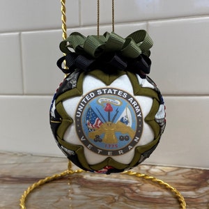 U.S. Army Veteran Ornament, Army Veteran Keepsake, Quilted Military Ornament