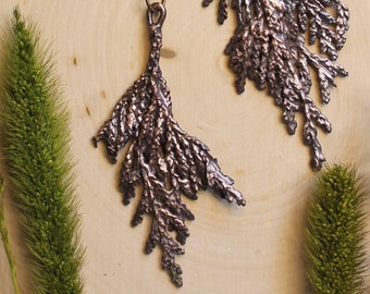 Copper Electroformed Cedar Pendant -  Real Cedar Leaf - Juniper Leaf Pendant - Nature Themed Jewelry