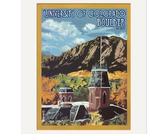 CU: University of Colorado Boulder Wall Art | CU Boulder Campus Print | Boulder Colorado College Poster | Flatirons Campus Landscape Art