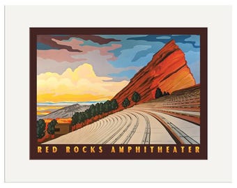 Red Rocks Amphitheater Wall Art | Red Rocks Poster | Colorado Concert Venue Art Print | Morrison Colorado Landscape | Music Lover Gift
