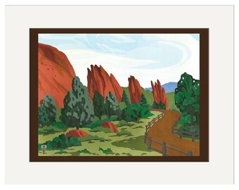 Garden of the Gods Walk Wall Art | Garden of the Gods Colorado Print | Colorado Springs Poster | Red Rock Landscape Art | CO Travel Poster
