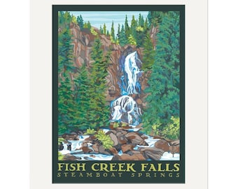 Fish Creek Falls Wall Art | Steamboat Springs Colorado Art Print | Colorado Waterfall Poster | Rocky Mountain Nature Art | Colorado Hiker