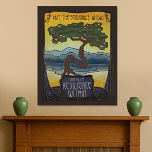Resilience Within Wall Art | Inspirational Tree Art Print | Arts & Crafts Style Poster | Motivational Nature Decor | Strength Artwork Art Canvas