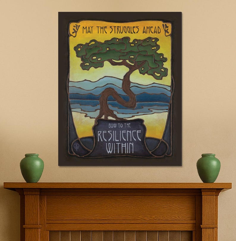 Resilience Within Wall Art | Inspirational Tree Art Print | Arts & Crafts Style Poster | Motivational Nature Decor | Strength Artwork Art Canvas