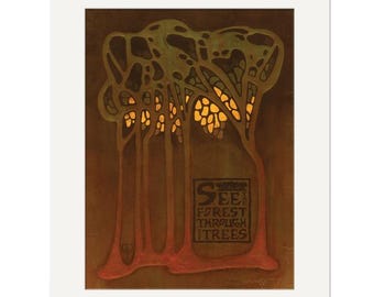 See the Forest Through the Trees Wall Art | Inspirational Tree Art Print | Arts & Crafts Style Poster | Nature Wisdom Decor