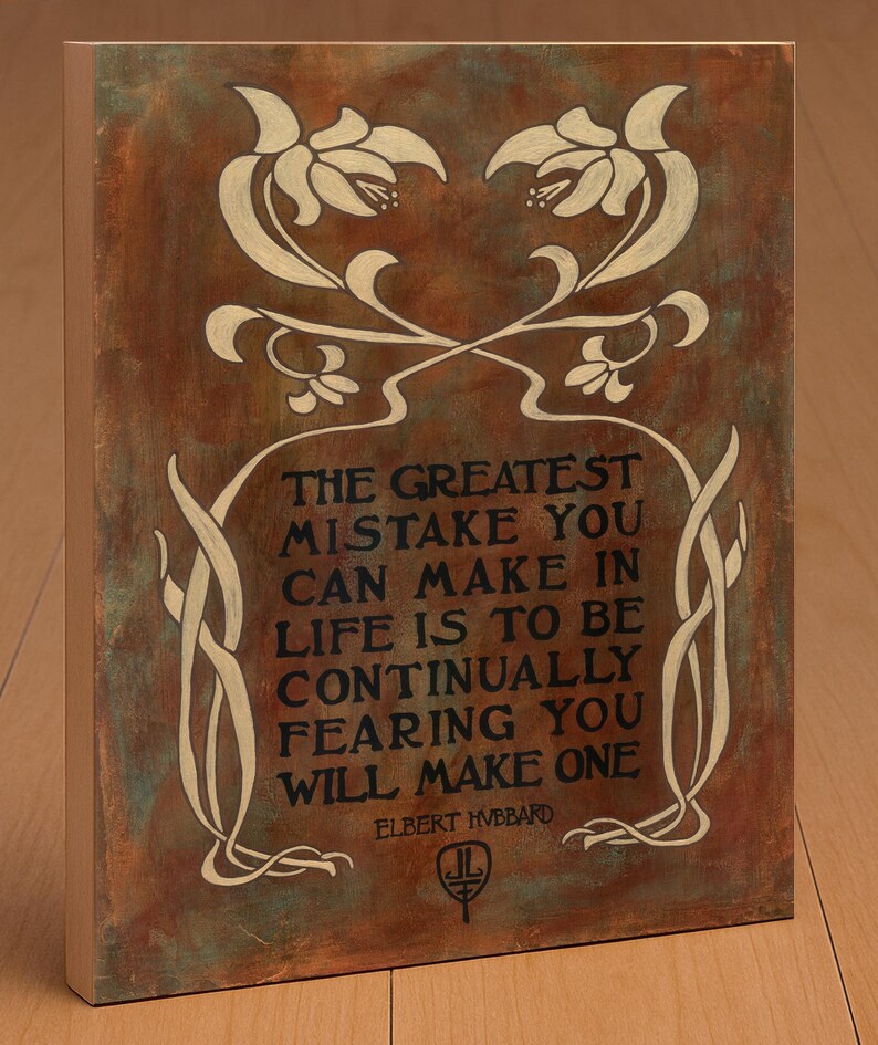 Mistakes Wall Art | Elbert Hubbard Roycroft Quote | Arts and Crafts Heitz Art Print | Mission Style Nature Decor | Craftsman Artwork Wooden Plaque