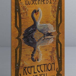 Swan Wall Art | Art Nouveau Swan Print | Rumi Quote Love Art | Romantic Bird Wall Decor | Reflection of You Artwork Metal Art Print